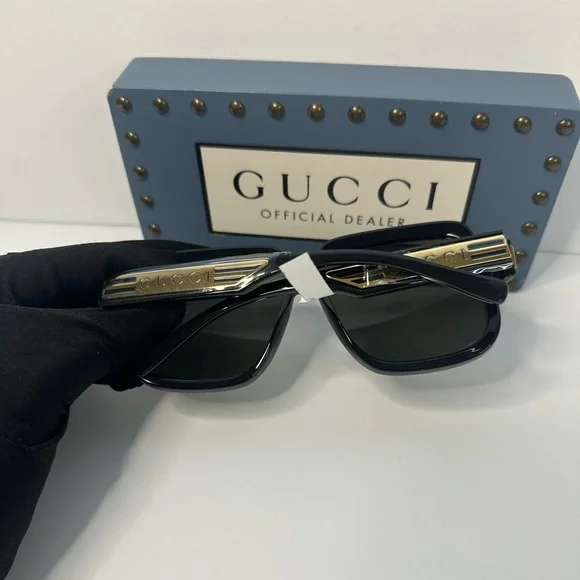 New- Authentic Gucci Sunglasses Men's GG0979S 001 Black/Grey 59-15-140mm